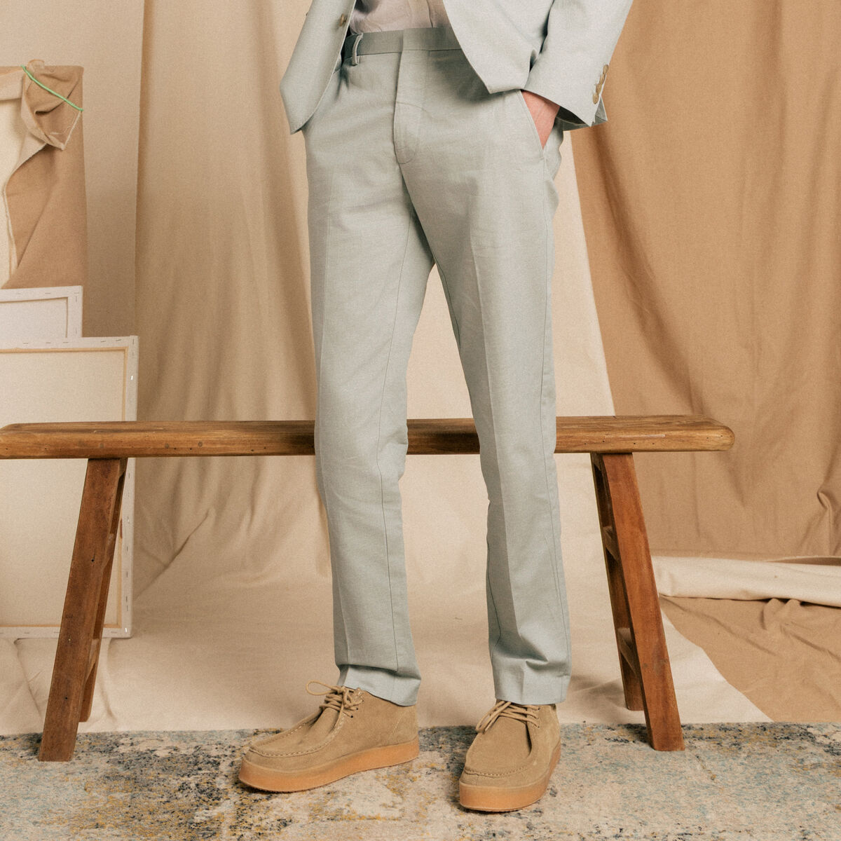 Pantalon chino vert clair homme