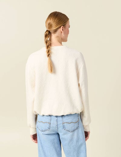 Sweat manches longues ecru femme