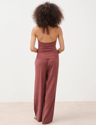 D&eacute;bardeur d&eacute;collet&eacute; brassi&egrave;re int&eacute;gr&eacute;e marron cognac femme