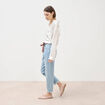 Jeans mom ceinture foulard denim bleach femme