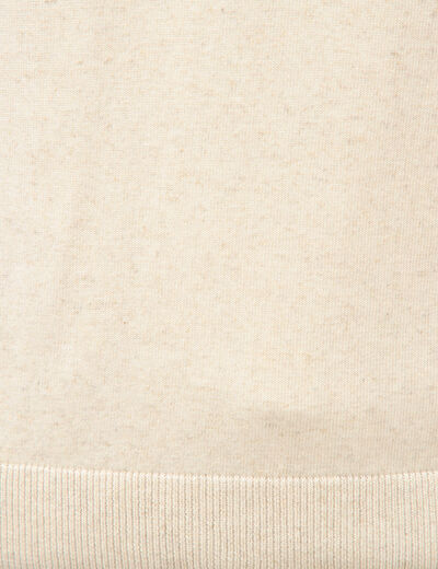 Polo manches courtes col cubain ecru homme