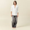 Veste esprit blazer droite ecru femme