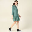 Robe courte &eacute;vas&eacute;e manches longues vert femme