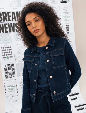 Veste en jean droite denim brut femme