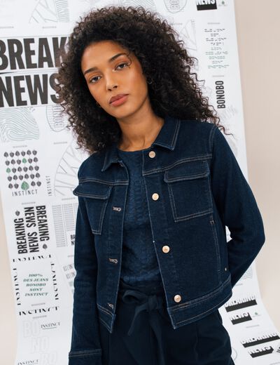 Veste en jean droite denim brut femme