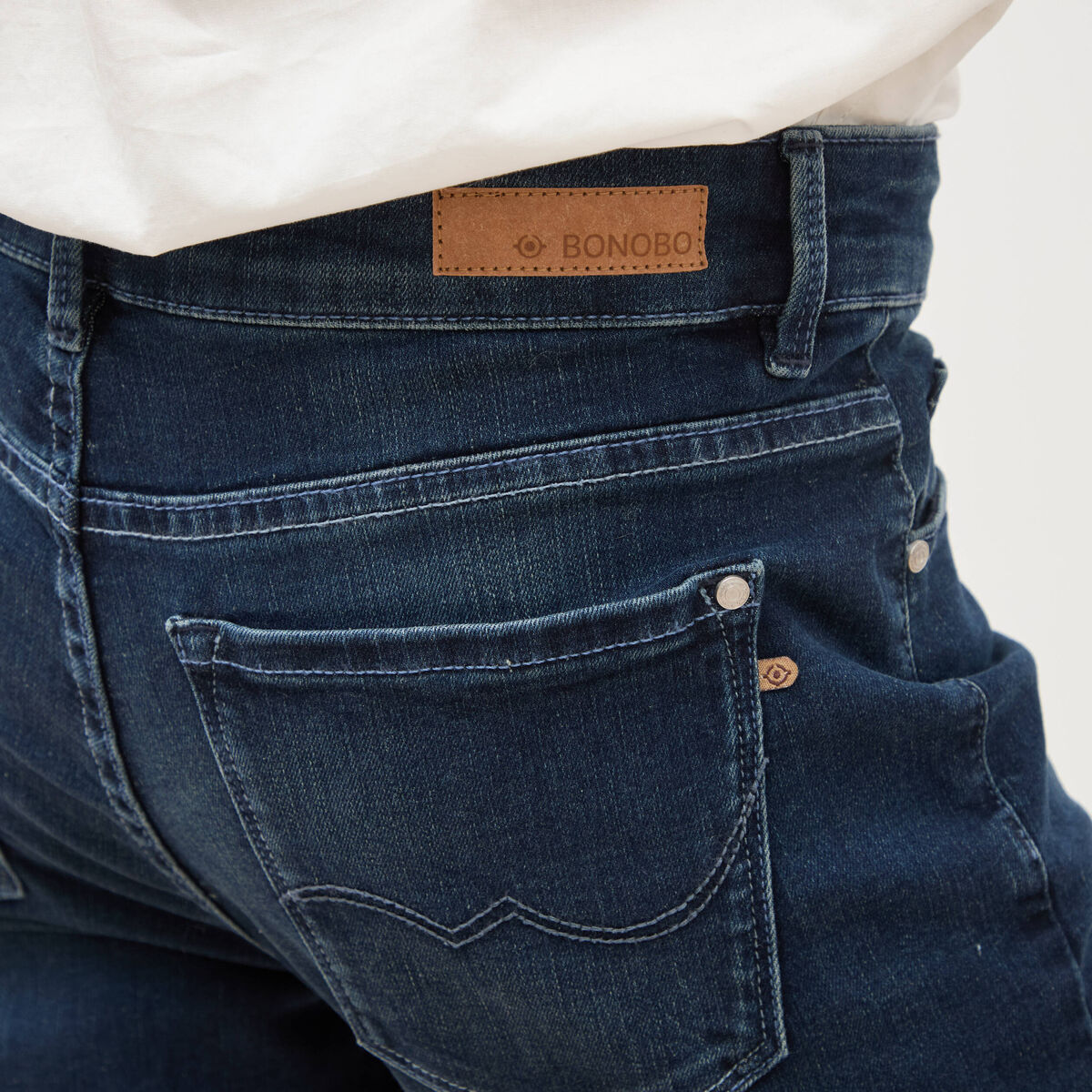 Jeans girlfriend taille haute denim dirty femme
