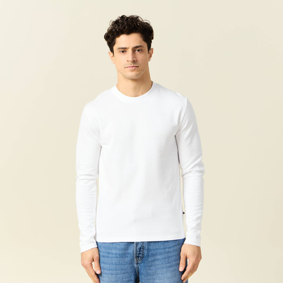 T-shirt manches longues blanc homme