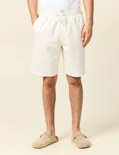 Bermuda droit &eacute;lastiqu&eacute; ecru homme
