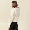 Pull ajour&eacute; manches longues bardot ecru femme