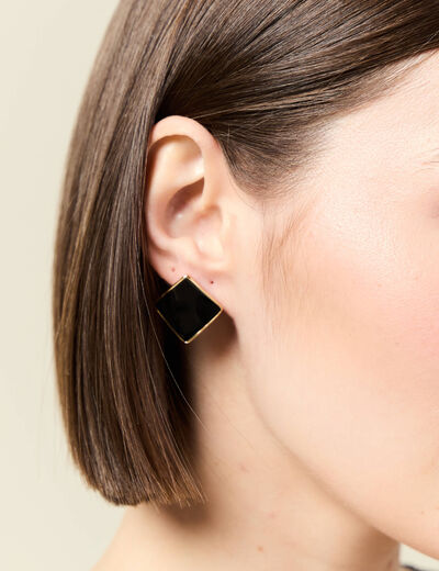 Boucles d'oreilles clous noir femme