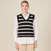 Pull droit court sans manches col v noir femme