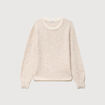 Pull droit col rond manches longues creme femme