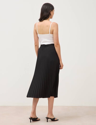 Jupe longue &eacute;vas&eacute;e pliss&eacute;e noir femme