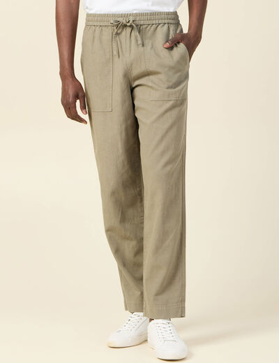 Pantalon chino à coulisse vert kaki homme