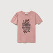 T-shirt droit col rond manches courtes vieux rose femme