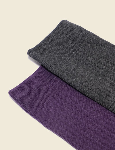 Lot de 2 paires de chaussettes violet fonc&eacute; homme