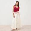 Jupe longue &eacute;vas&eacute;e en coton doubl&eacute;e ecru femme