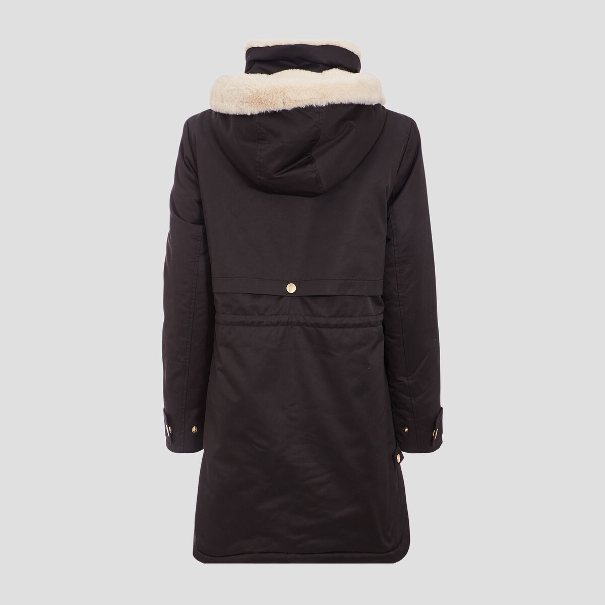 Parka droite &agrave; capuche noir femme