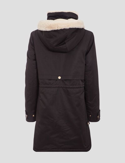 Parka droite à capuche noir femme