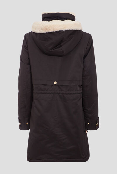 Parka droite à capuche noir femme