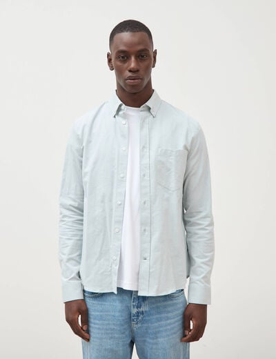 Chemise manches longues col am&eacute;ricain vert clair homme