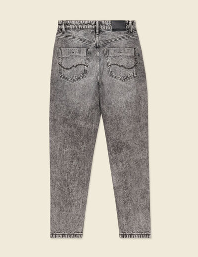 Jeans mom 7/8ème denim snow gris femme