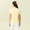T-shirt cintr&eacute; col rond manches courtes jaune pastel femme
