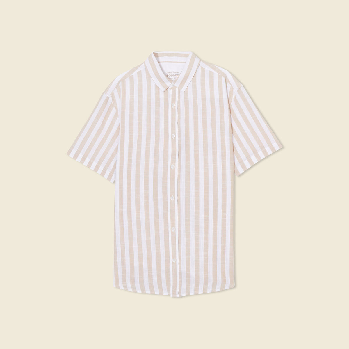 Chemise manches courtes beige homme