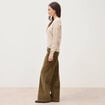 Pull droit col v manches longues creme femme