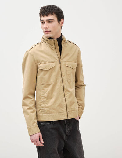 Veste col montant manches longues beige homme