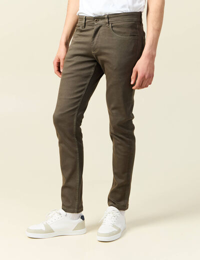 Jeans slim 5 poches vert kaki homme