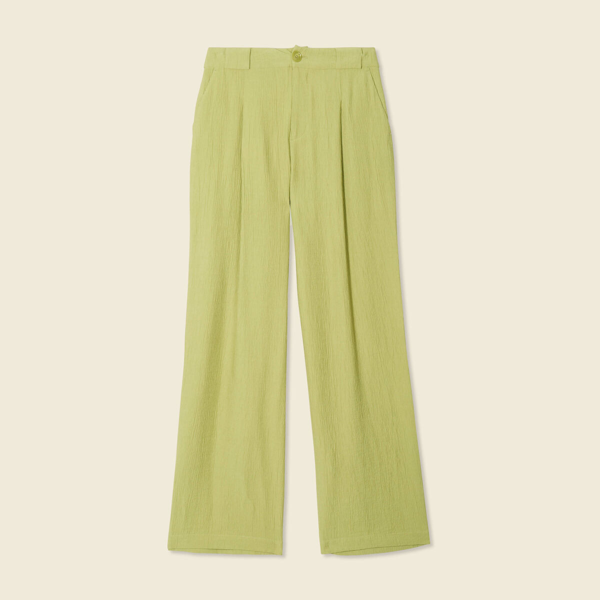 Pantalon large fluide vert olive femme