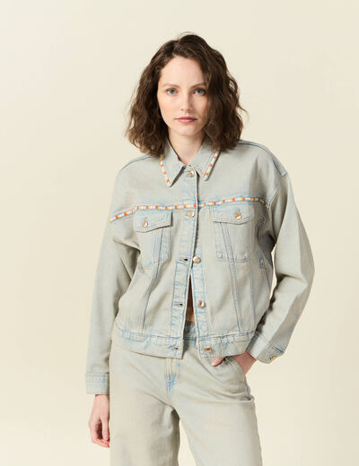 Veste oversize en jean bleu ciel femme