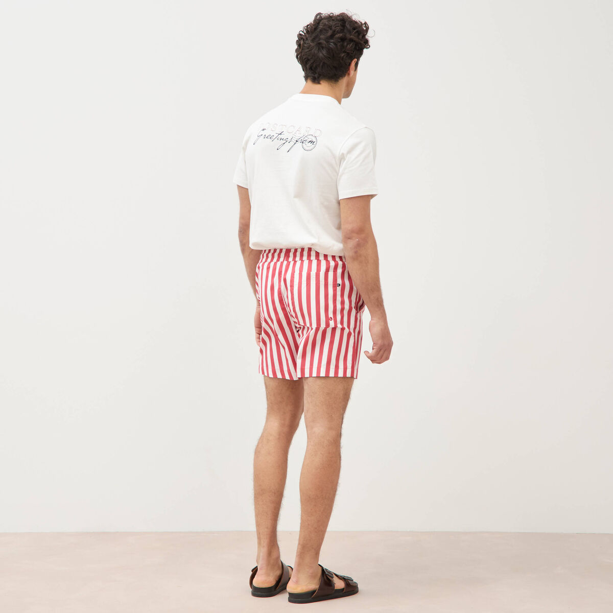 Short de bain rouge corail homme