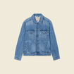 Veste droite en jean denim double stone homme