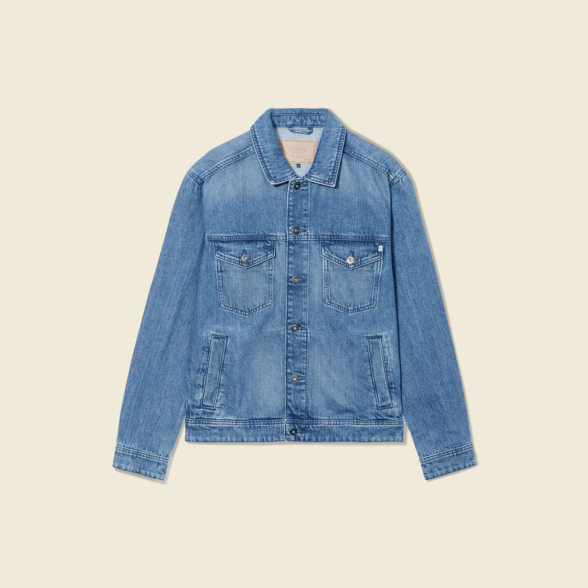 Veste droite en jean denim double stone homme
