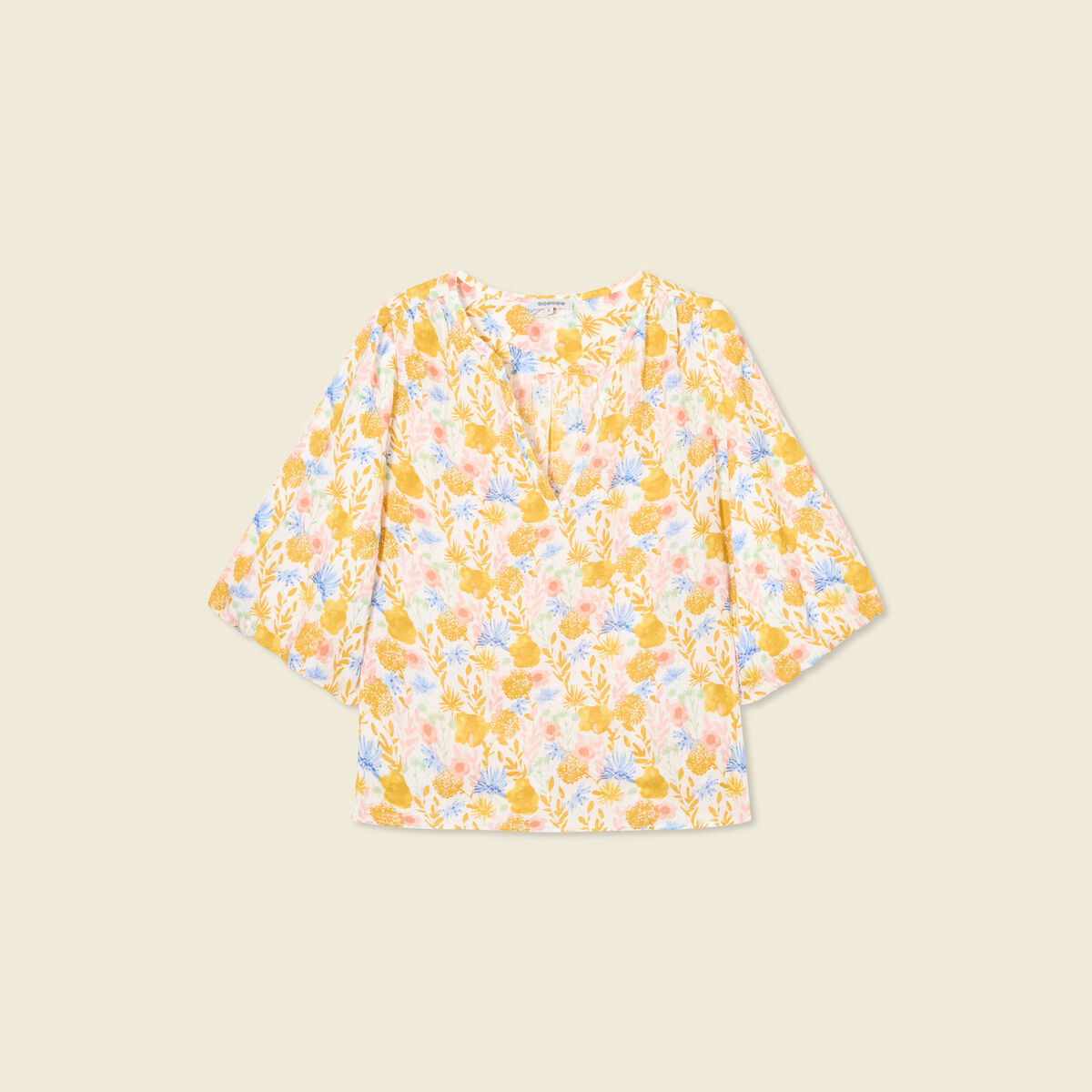 Blouse manches courtes multicolore femme