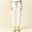 Jeans boyfriend ceinturé denim blanc femme