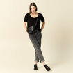 Jeans girlfriend 5 poches denim snow gris femme