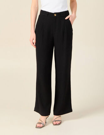 Pantalon large fluide noir femme