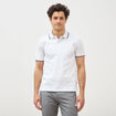 Polo cintr&eacute; en coton manches courtes blanc homme