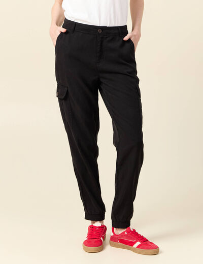 Pantalon battle 7/8&egrave;me taille standard noir femme