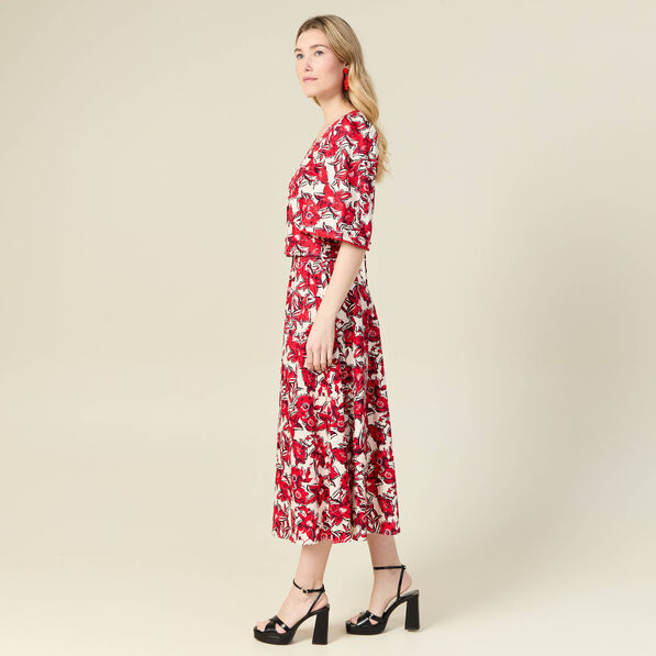 Blouse manches 3/4 rouge femme