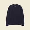 Pull fin col v manches longues bleu marine homme