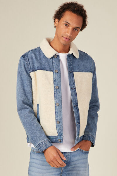 Blouson droit en jean denim stone homme