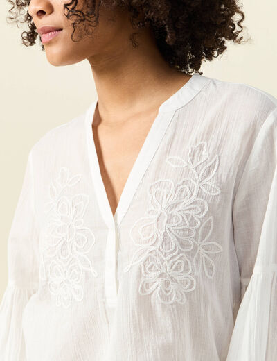 Blouse manches longues ecru femme