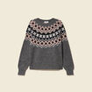 Pull col rond manches longues gris clair femme
