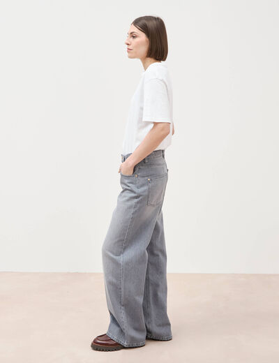 Jeans loose taille standard en coton denim gris clair femme