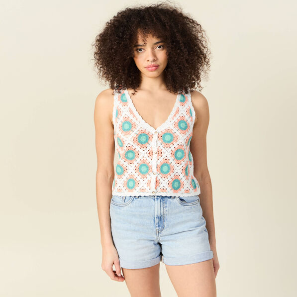 Débardeur en crochet vert clair femme