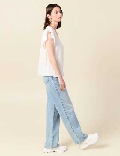Blouse manches courtes blanc femme